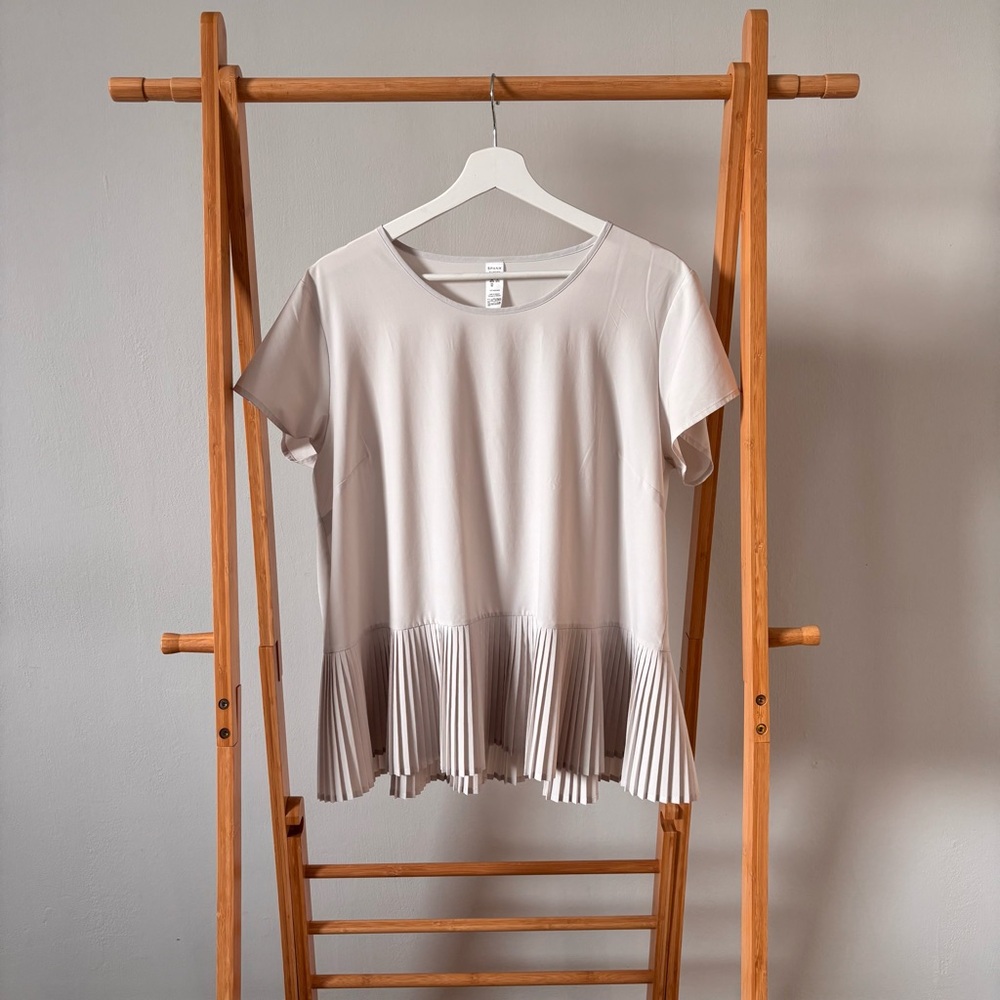 SPANX Cream Pleated Hem Blouse